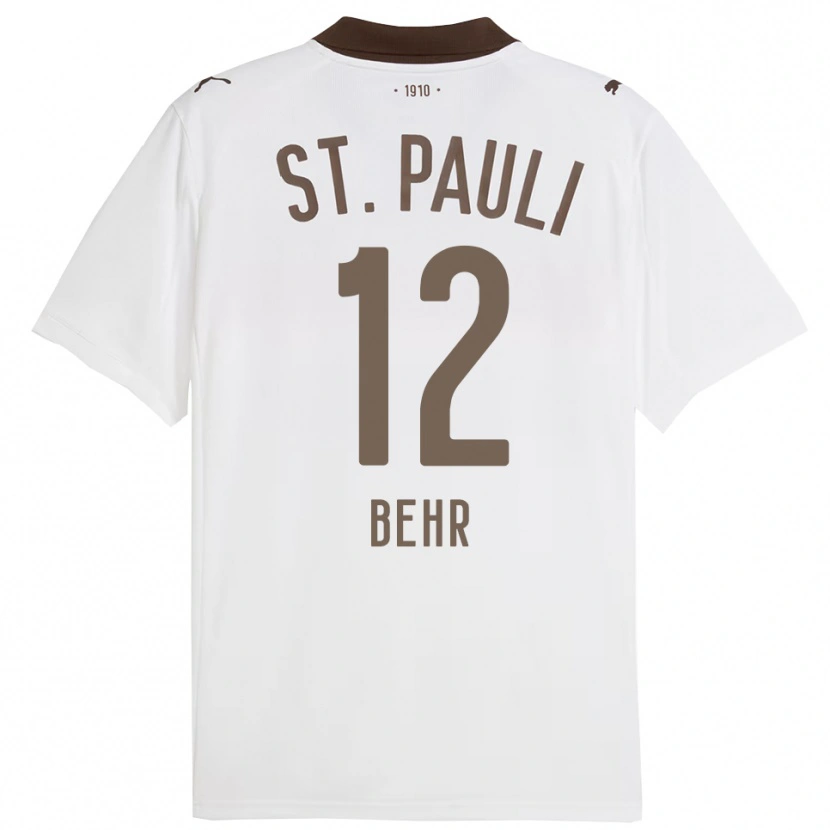 Danxen Barn Juri Behr #12 Vit Röd Bortatröja Matchtröjor 2025/26 Tröjor T-Tröja