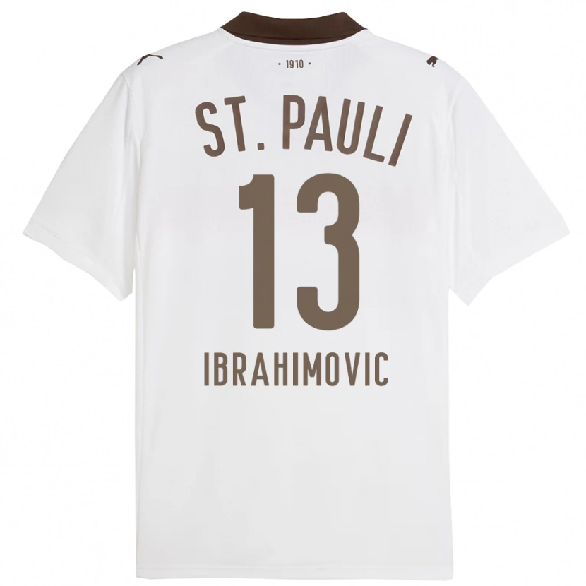 Danxen Barn Ajdin Ibrahimovic #13 Vit Röd Bortatröja Matchtröjor 2025/26 Tröjor T-Tröja