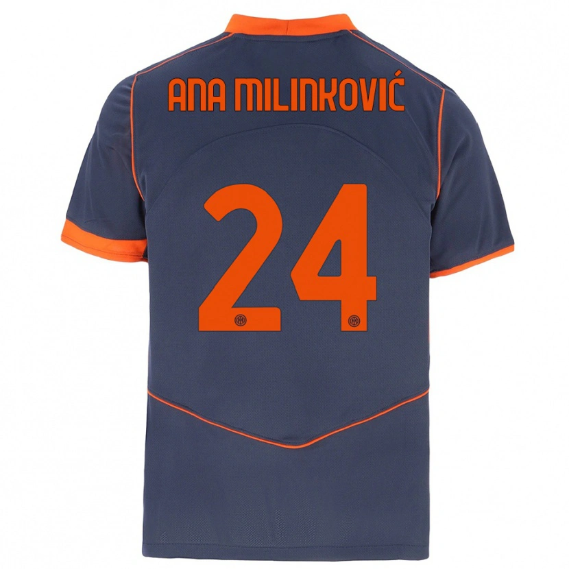 Danxen Barn Marija Ana Milinković #24 Grå Orange Tredjesatsen Matchtröjor 2025/26 Tröjor T-Tröja