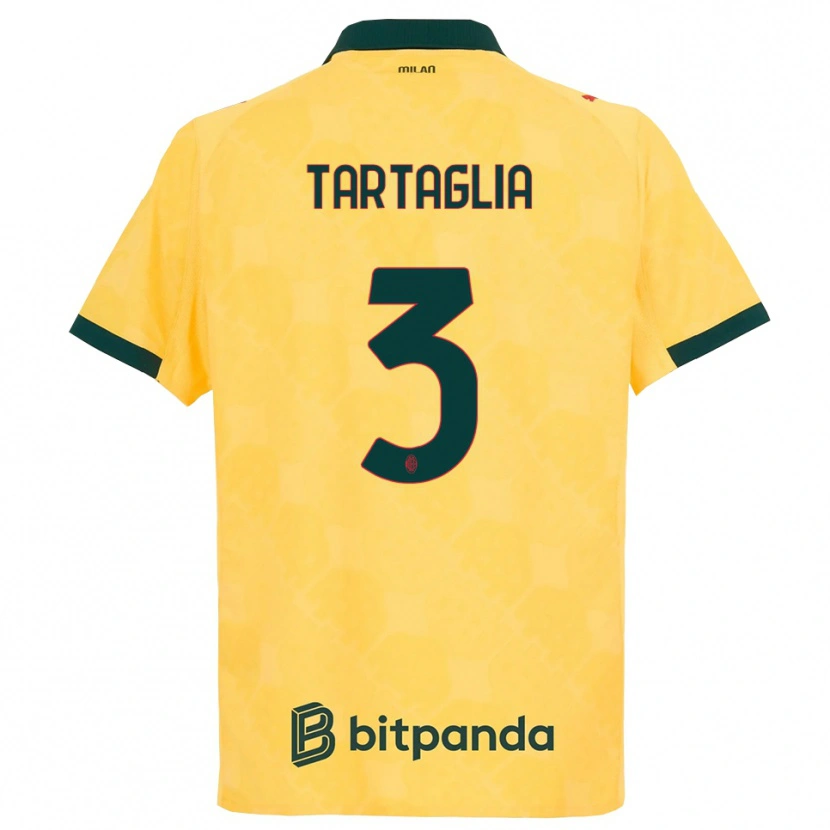 Danxen Barn Edoardo Tartaglia #3 Gul Svart Tredjesatsen Matchtröjor 2025/26 Tröjor T-Tröja