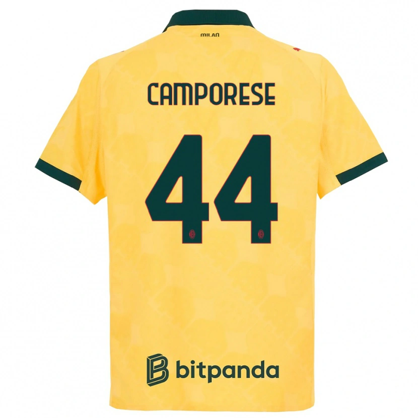 Danxen Barn Michele Camporese #44 Gul Svart Tredjesatsen Matchtröjor 2025/26 Tröjor T-Tröja
