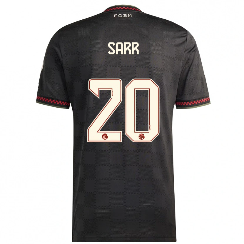 Danxen Barn Bouna Sarr #20 Svart Vit Tredjesatsen Matchtröjor 2025/26 Tröjor T-Tröja
