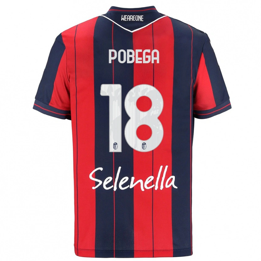 Danxen Män Tommaso Pobega #18 Röd Marinblå Hemmatröja Matchtröjor 2025/26 Tröjor T-Tröja