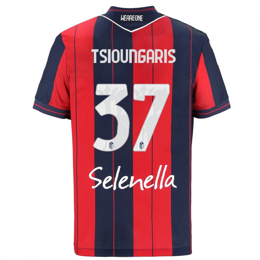 Danxen Män Theodoros Tsioungaris #37 Röd Marinblå Hemmatröja Matchtröjor 2025/26 Tröjor T-Tröja