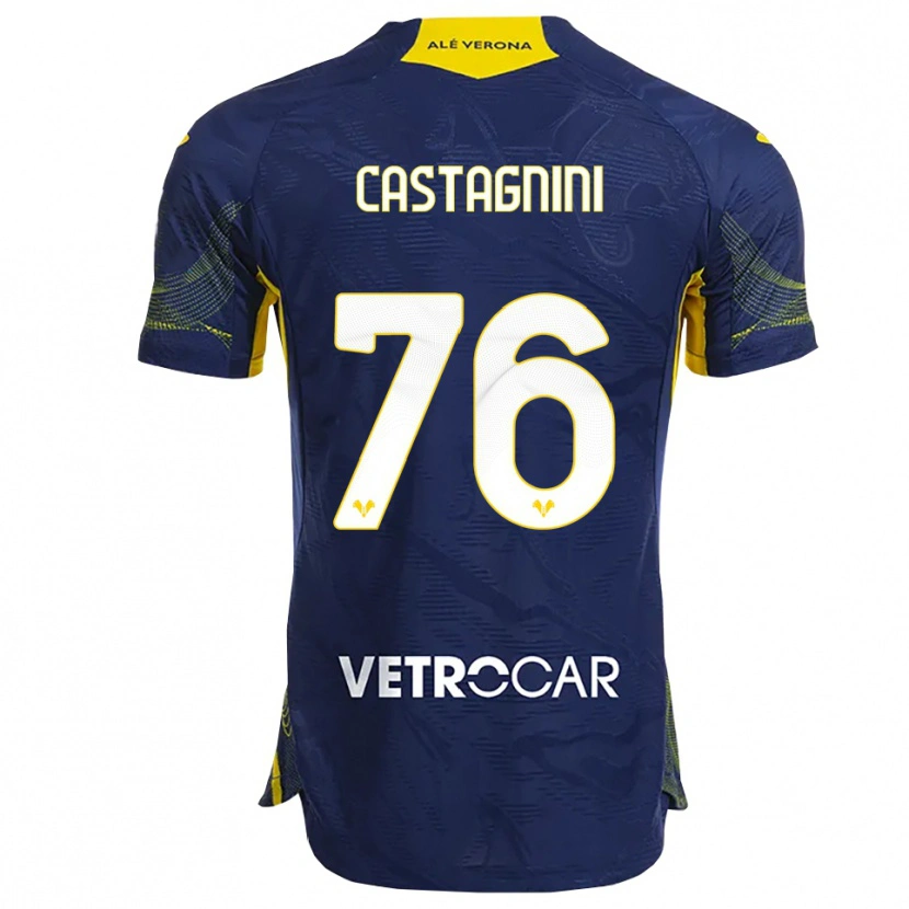 Danxen Män Mirko Castagnini #76 Marinblå Gul Hemmatröja Matchtröjor 2025/26 Tröjor T-Tröja