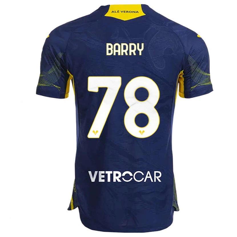 Danxen Män Oumar Barry #78 Marinblå Gul Hemmatröja Matchtröjor 2025/26 Tröjor T-Tröja