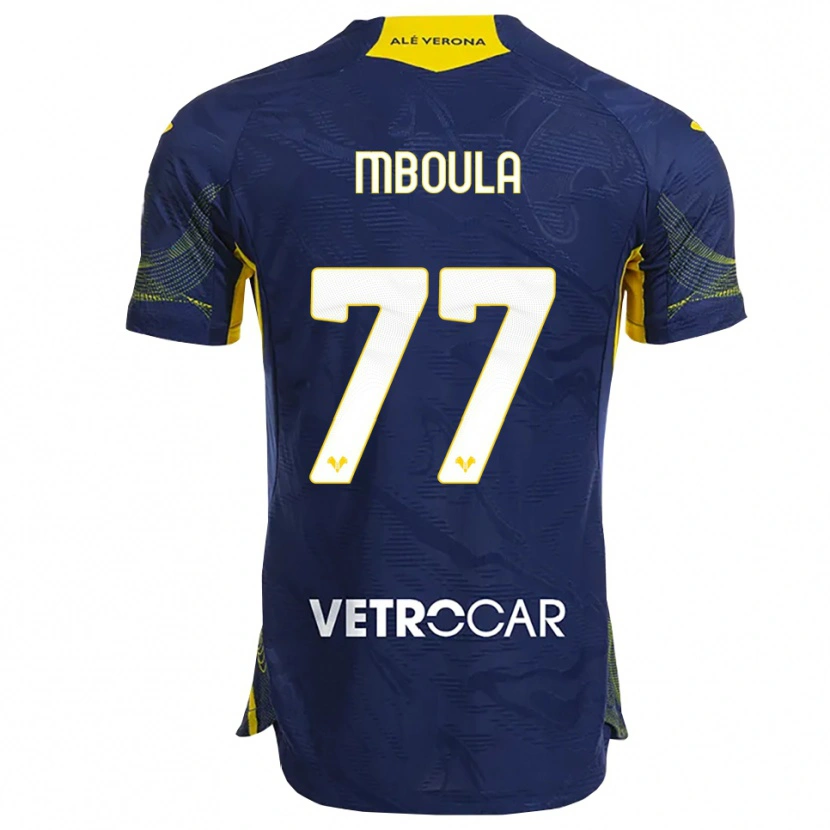 Danxen Män Jordi Mboula #77 Marinblå Gul Hemmatröja Matchtröjor 2025/26 Tröjor T-Tröja