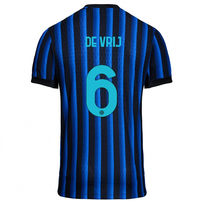 Danxen Män Stefan De Vrij #6 Svart Blå Hemmatröja Matchtröjor 2025/26 Tröjor T-Tröja