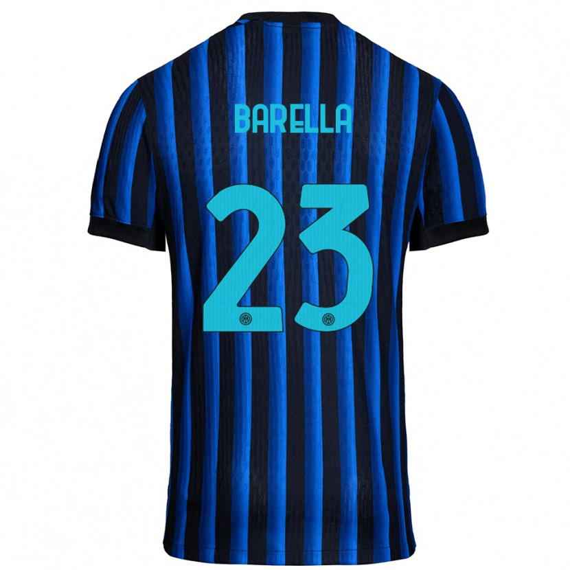 Danxen Män Nicolò Barella #23 Svart Blå Hemmatröja Matchtröjor 2025/26 Tröjor T-Tröja