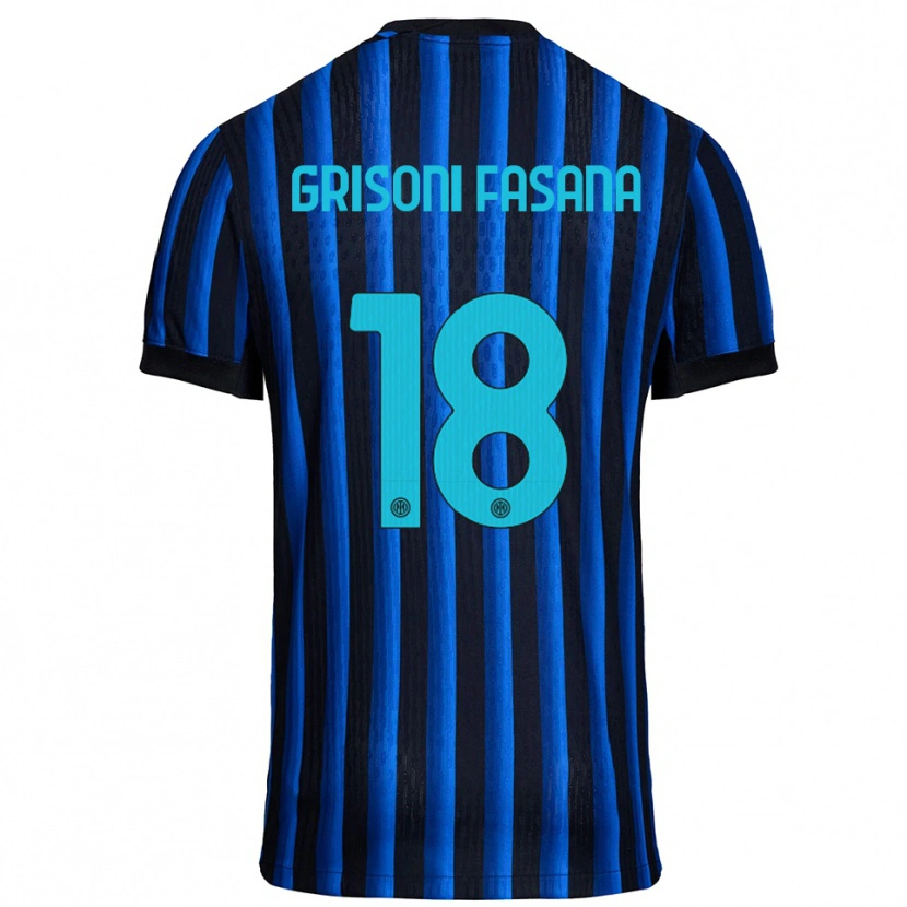 Danxen Män Marco Grisoni Fasana #18 Svart Blå Hemmatröja Matchtröjor 2025/26 Tröjor T-Tröja