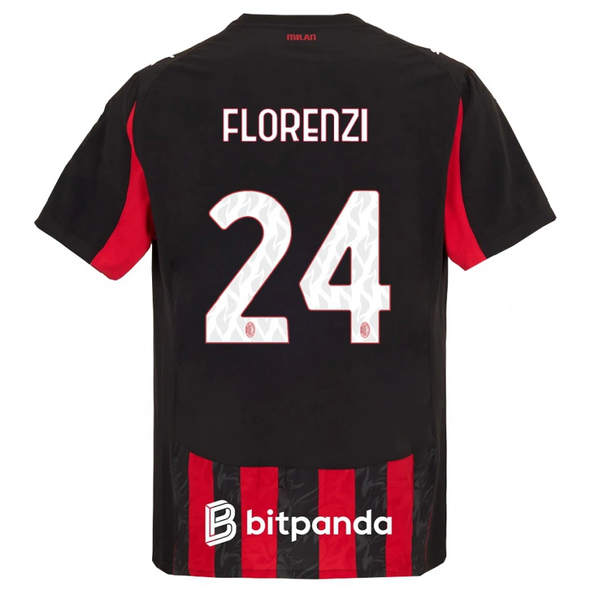 Danxen Män Alessandro Florenzi #24 Röd Svart Hemmatröja Matchtröjor 2025/26 Tröjor T-Tröja
