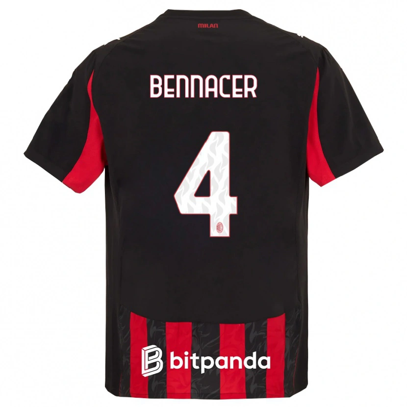 Danxen Män Ismaël Bennacer #4 Röd Svart Hemmatröja Matchtröjor 2025/26 Tröjor T-Tröja