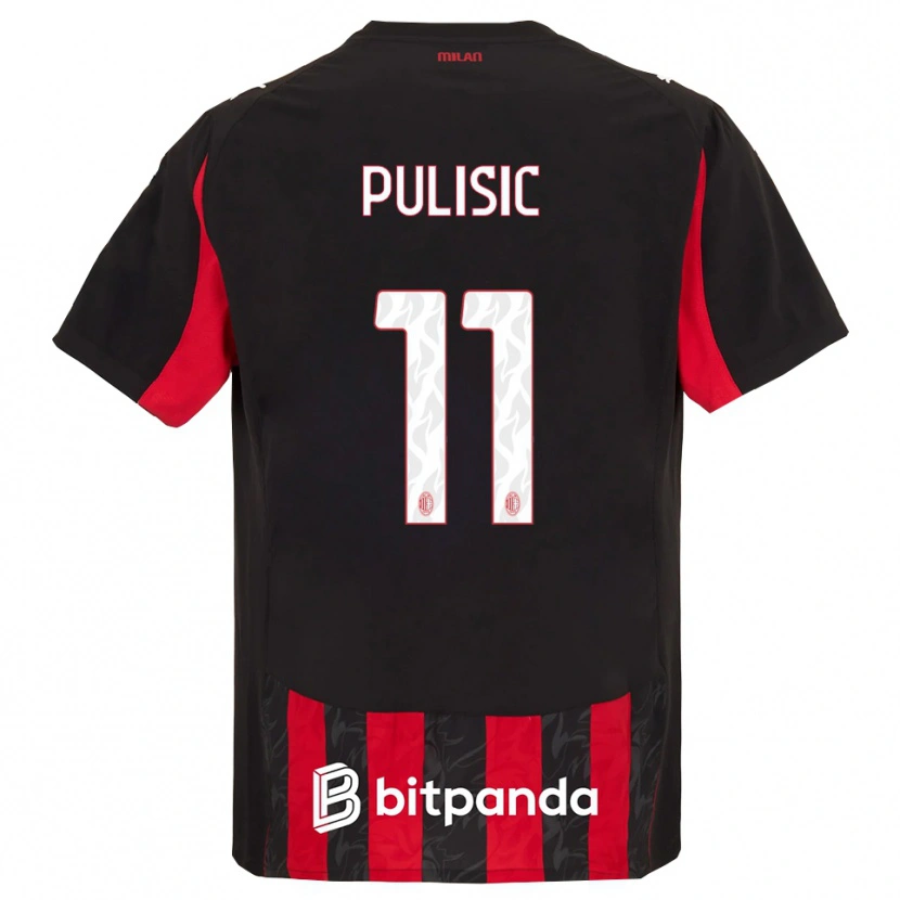 Danxen Män Christian Pulisic #11 Röd Svart Hemmatröja Matchtröjor 2025/26 Tröjor T-Tröja