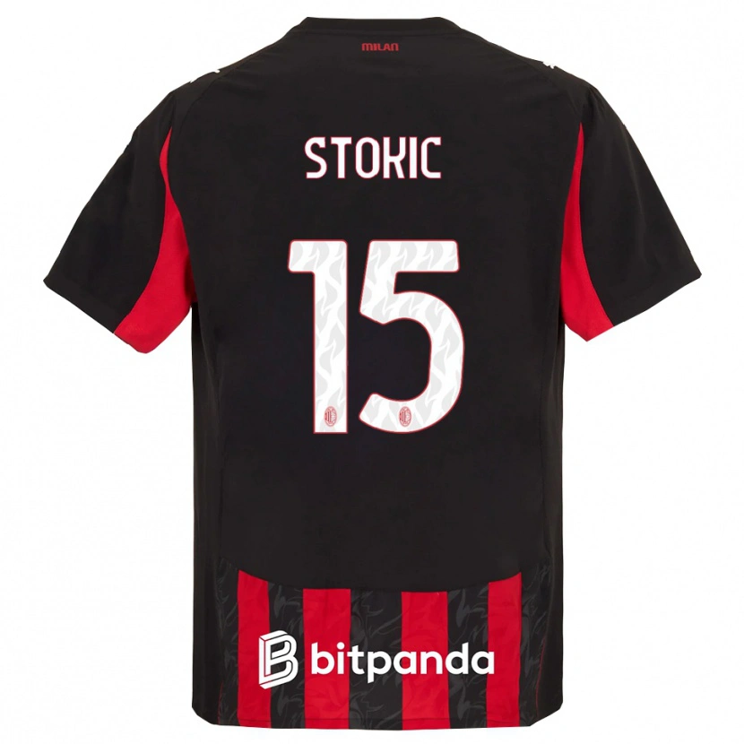 Danxen Män Sara Stokić #15 Röd Svart Hemmatröja Matchtröjor 2025/26 Tröjor T-Tröja