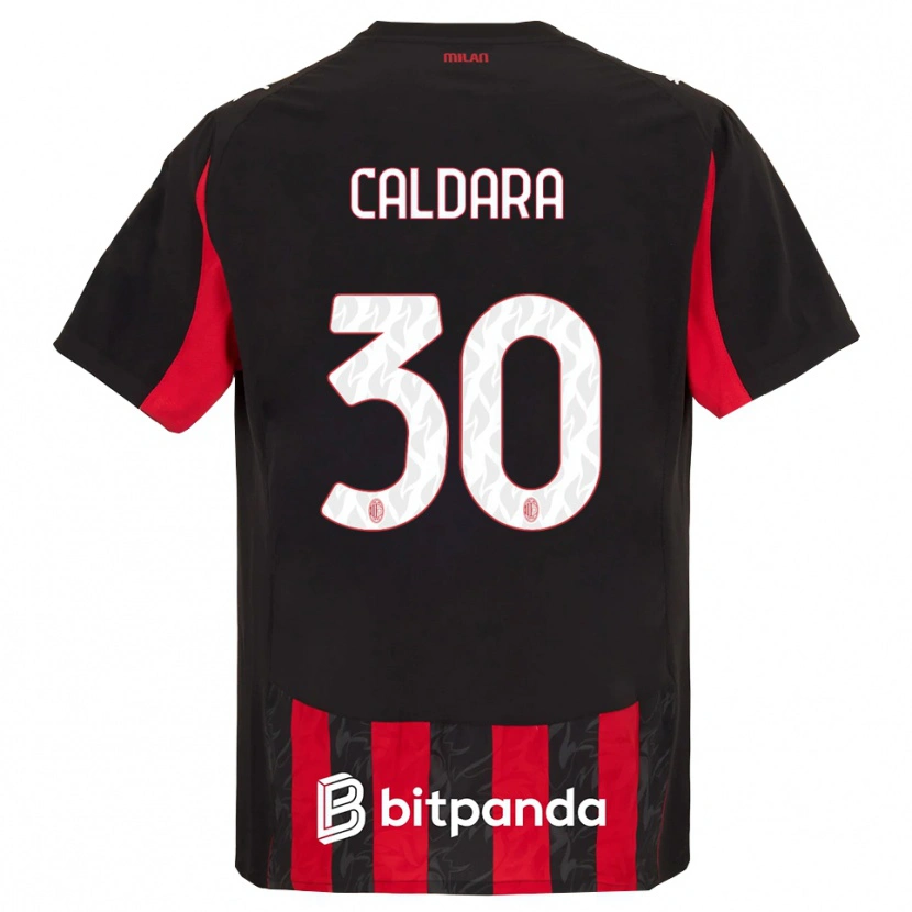 Danxen Män Mattia Caldara #30 Röd Svart Hemmatröja Matchtröjor 2025/26 Tröjor T-Tröja