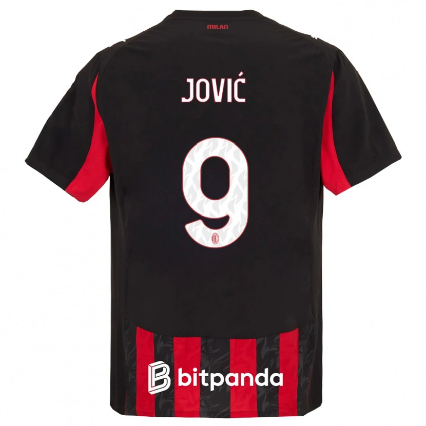 Danxen Män Luka Jovic #9 Röd Svart Hemmatröja Matchtröjor 2025/26 Tröjor T-Tröja