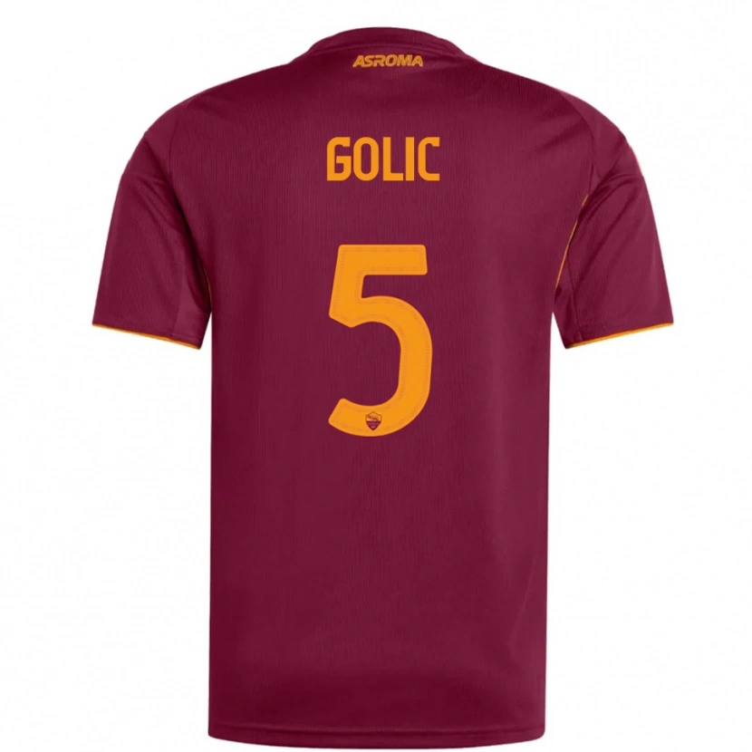 Danxen Män Lovro Golic #5 Vinröd Orange Hemmatröja Matchtröjor 2025/26 Tröjor T-Tröja