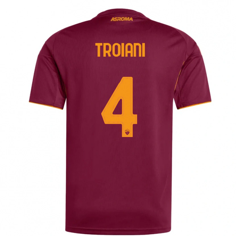 Danxen Män Nicolò Troiani #4 Vinröd Orange Hemmatröja Matchtröjor 2025/26 Tröjor T-Tröja
