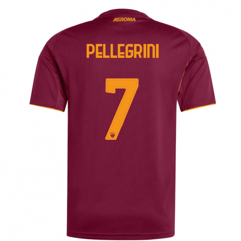 Danxen Män Lorenzo Pellegrini #7 Vinröd Orange Hemmatröja Matchtröjor 2025/26 Tröjor T-Tröja