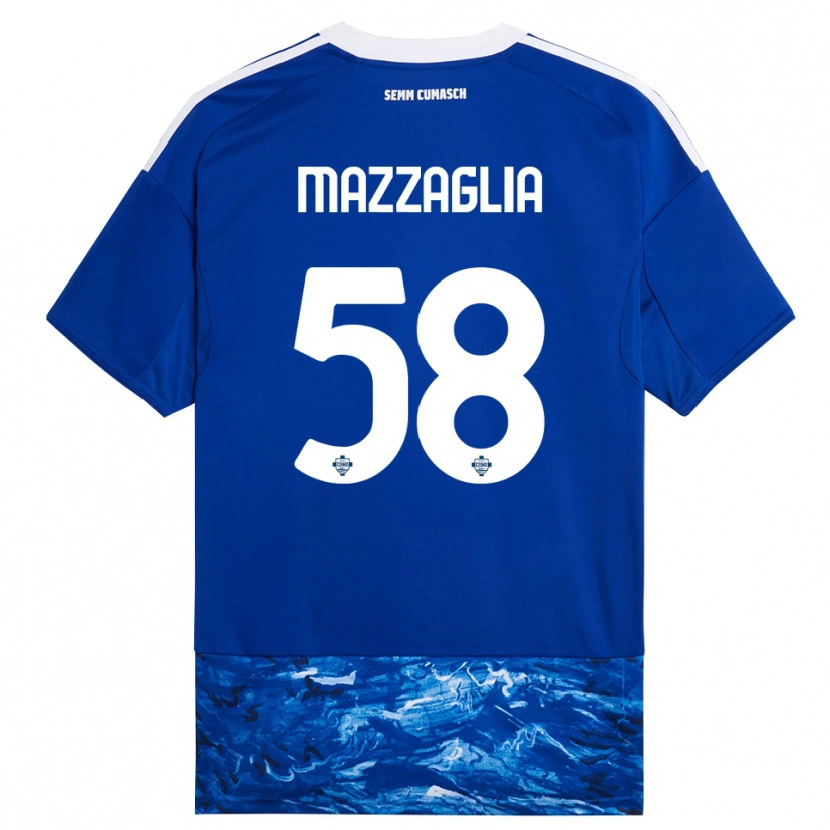Danxen Män Giuseppe Mazzaglia #58 Blå Vit Hemmatröja Matchtröjor 2025/26 Tröjor T-Tröja
