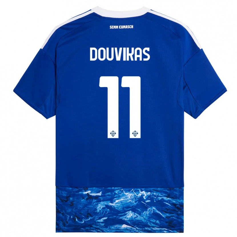 Danxen Män Anastasios Douvikas #11 Blå Vit Hemmatröja Matchtröjor 2025/26 Tröjor T-Tröja