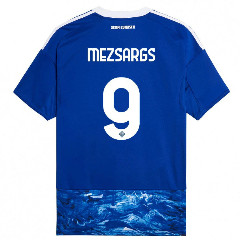 Danxen Män Kristians Mezsargs #9 Blå Vit Hemmatröja Matchtröjor 2025/26 Tröjor T-Tröja