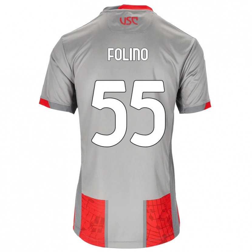 Danxen Män Francesco Folino #55 Röd Grå Hemmatröja Matchtröjor 2025/26 Tröjor T-Tröja