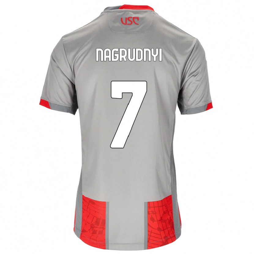 Danxen Män Vladyslav Nagrudnyi #7 Röd Grå Hemmatröja Matchtröjor 2025/26 Tröjor T-Tröja