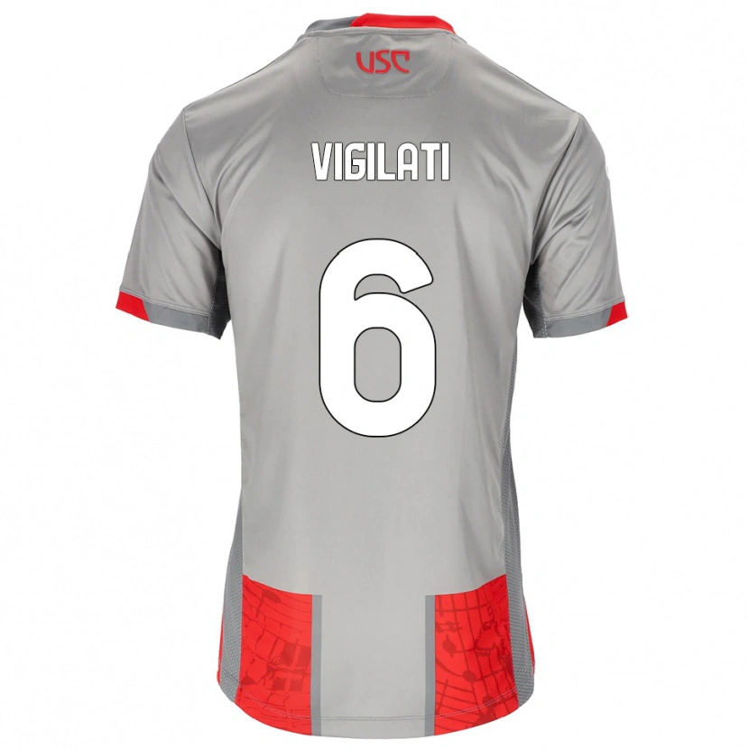 Danxen Män Tommaso Vigilati #6 Röd Grå Hemmatröja Matchtröjor 2025/26 Tröjor T-Tröja