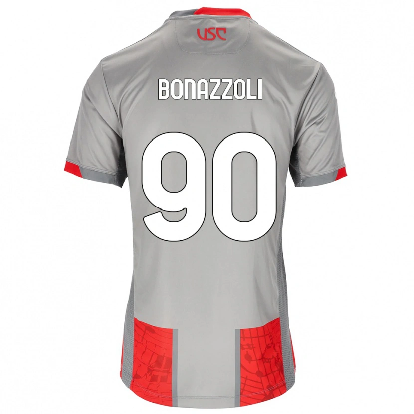 Danxen Män Federico Bonazzoli #90 Röd Grå Hemmatröja Matchtröjor 2025/26 Tröjor T-Tröja