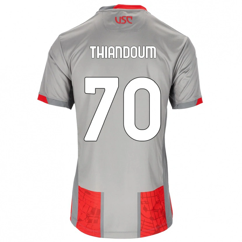 Danxen Män Omar Thiandoum #70 Röd Grå Hemmatröja Matchtröjor 2025/26 Tröjor T-Tröja