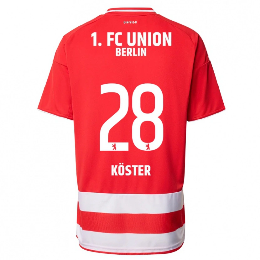 Danxen Män Leonie Köster #28 Röd Vit Hemmatröja Matchtröjor 2025/26 Tröjor T-Tröja