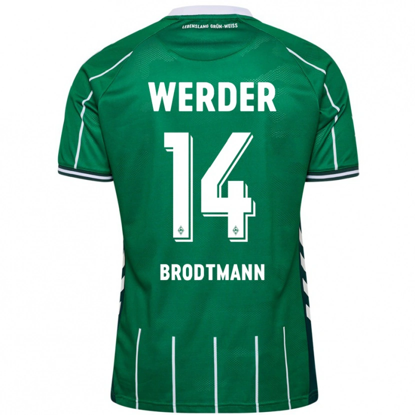 Danxen Män Linus Brodtmann #14 Grön Vit Hemmatröja Matchtröjor 2025/26 Tröjor T-Tröja
