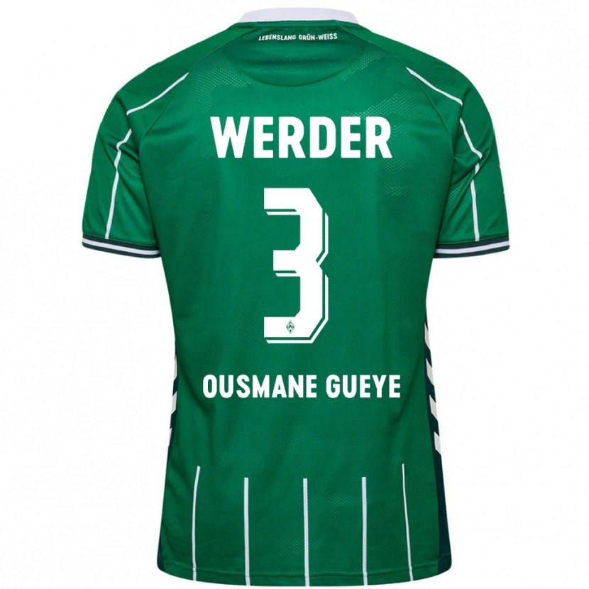 Danxen Män Papa Ousmane Gueye #3 Grön Vit Hemmatröja Matchtröjor 2025/26 Tröjor T-Tröja
