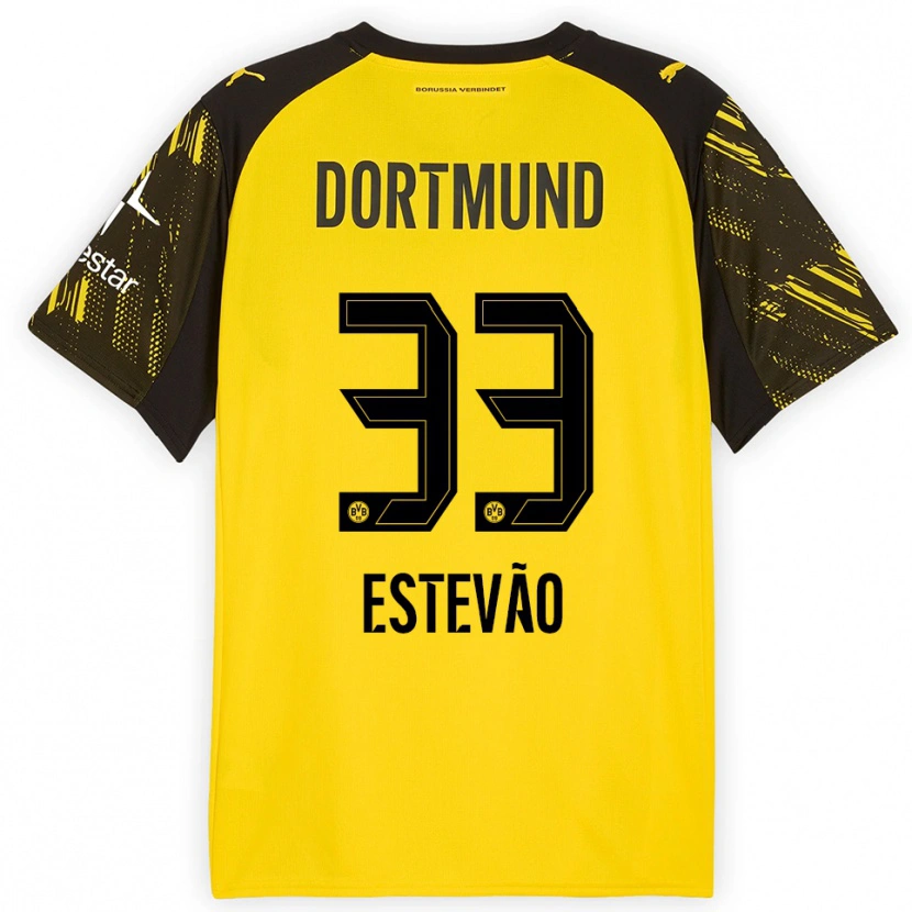Danxen Män Tiago Estevão #33 Gul Svart Hemmatröja Matchtröjor 2025/26 Tröjor T-Tröja