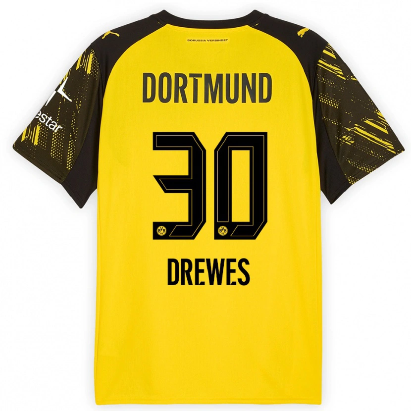 Danxen Män Patrick Drewes #30 Gul Svart Hemmatröja Matchtröjor 2025/26 Tröjor T-Tröja