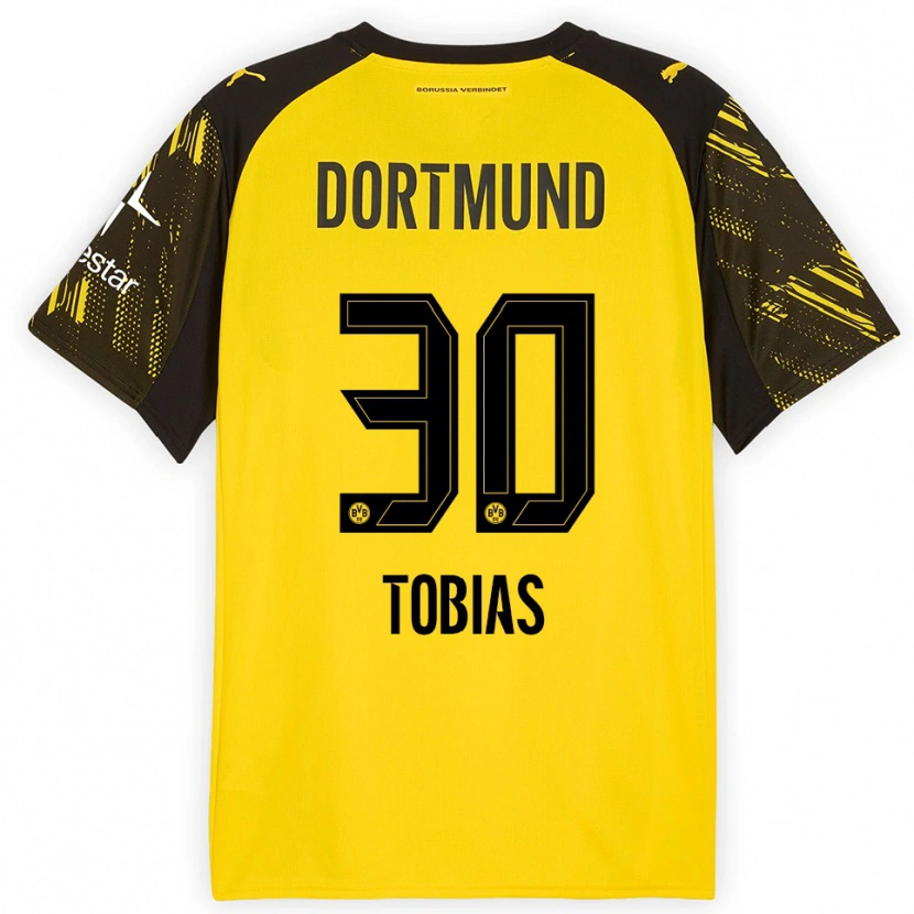 Danxen Män Vogt Tobias #30 Gul Svart Hemmatröja Matchtröjor 2025/26 Tröjor T-Tröja