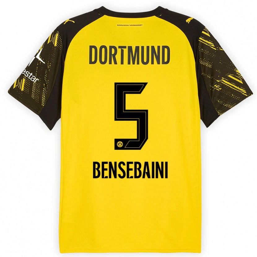 Danxen Män Ramy Bensebaini #5 Gul Svart Hemmatröja Matchtröjor 2025/26 Tröjor T-Tröja