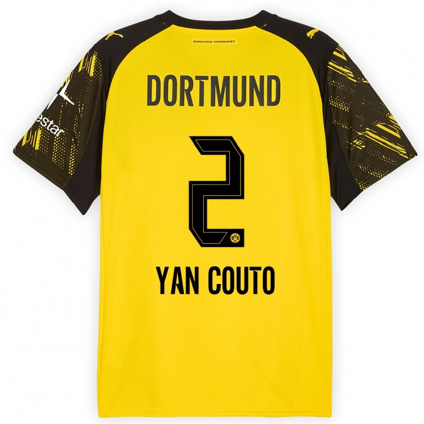 Danxen Män Yan Couto #2 Gul Svart Hemmatröja Matchtröjor 2025/26 Tröjor T-Tröja