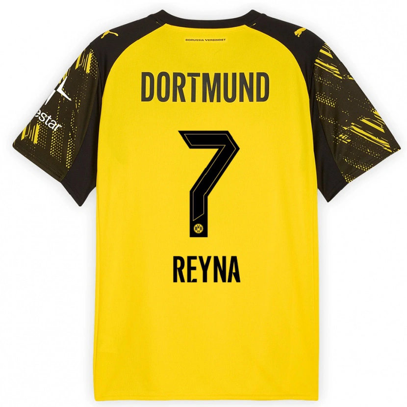 Danxen Män Giovanni Reyna #7 Gul Svart Hemmatröja Matchtröjor 2025/26 Tröjor T-Tröja