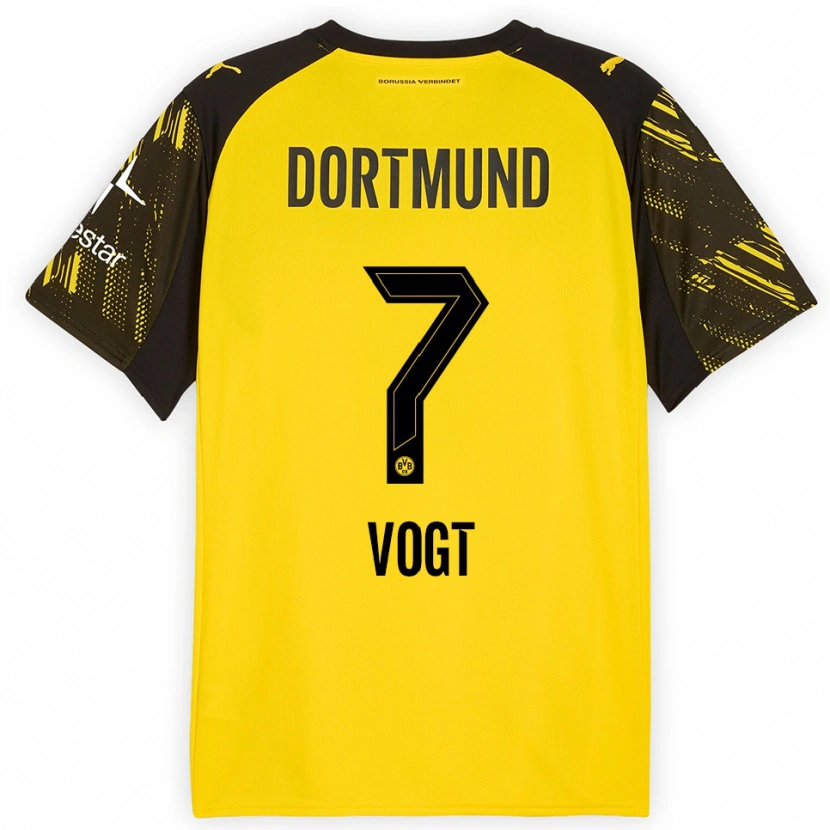 Danxen Män Levin Vogt #7 Gul Svart Hemmatröja Matchtröjor 2025/26 Tröjor T-Tröja