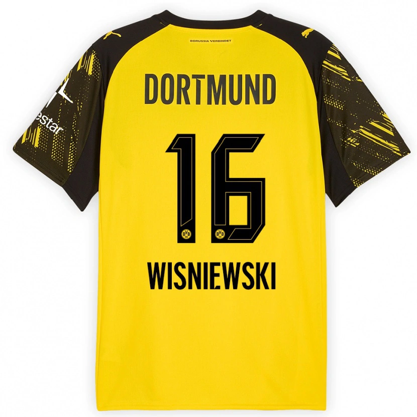 Danxen Män Lucy Wisniewski #16 Gul Svart Hemmatröja Matchtröjor 2025/26 Tröjor T-Tröja