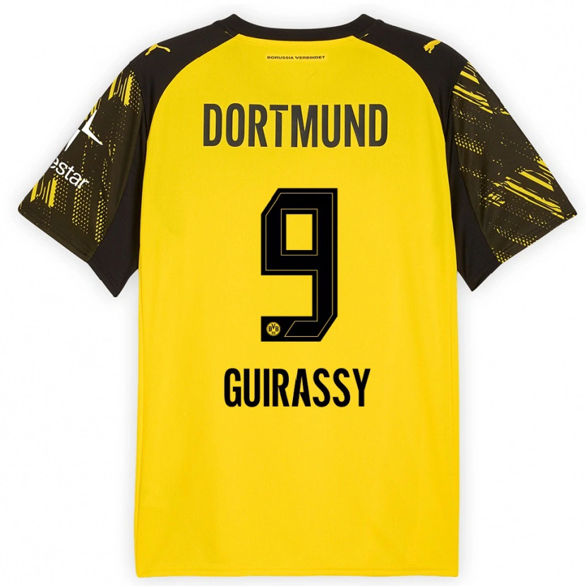 Danxen Män Serhou Guirassy #9 Gul Svart Hemmatröja Matchtröjor 2025/26 Tröjor T-Tröja