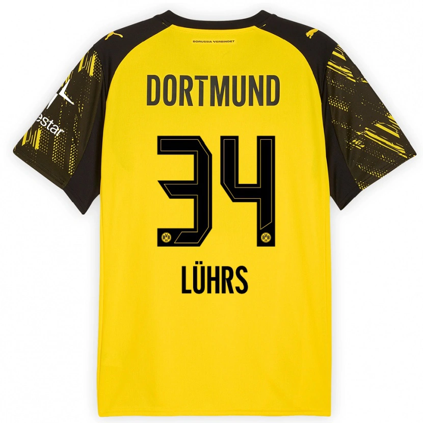 Danxen Män Yannik Lührs #34 Gul Svart Hemmatröja Matchtröjor 2025/26 Tröjor T-Tröja