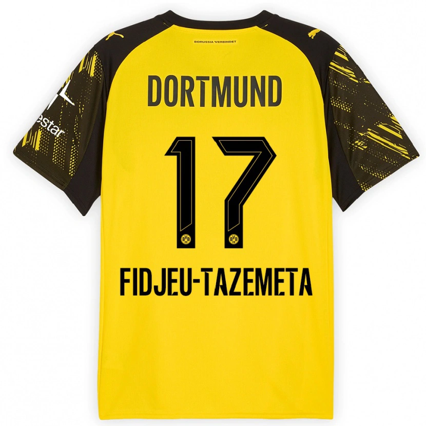 Danxen Män Thierry Fidjeu-Tazemeta #17 Gul Svart Hemmatröja Matchtröjor 2025/26 Tröjor T-Tröja