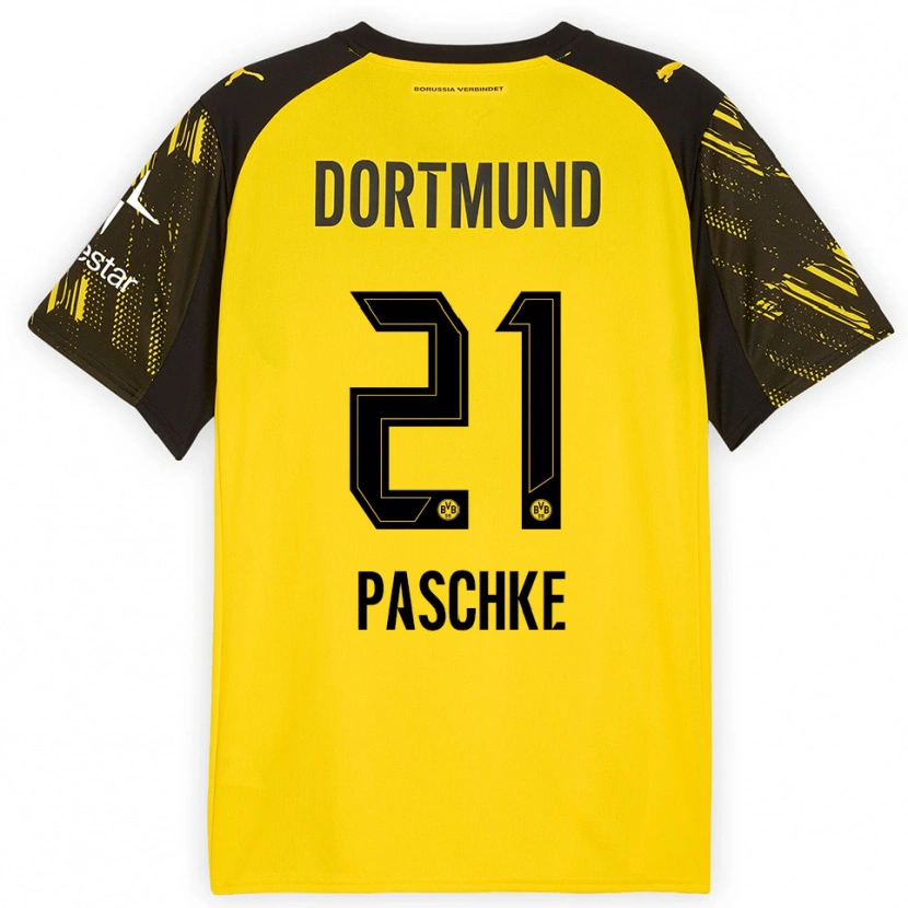 Danxen Män Felix Paschke #21 Gul Svart Hemmatröja Matchtröjor 2025/26 Tröjor T-Tröja