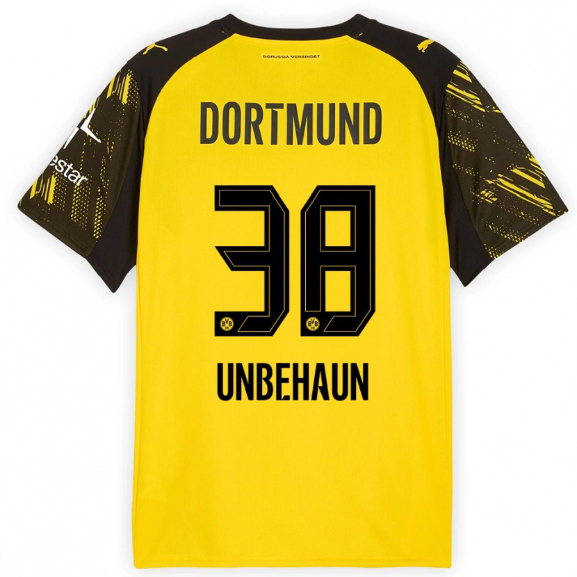 Danxen Män Luca Unbehaun #38 Gul Svart Hemmatröja Matchtröjor 2025/26 Tröjor T-Tröja