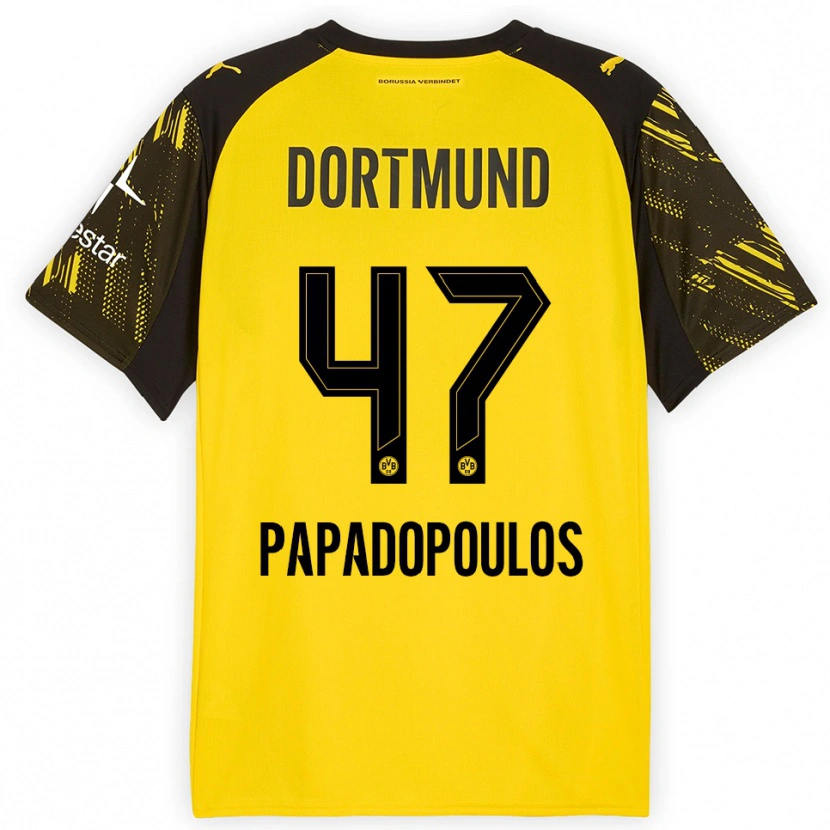 Danxen Män Antonios Papadopoulos #47 Gul Svart Hemmatröja Matchtröjor 2025/26 Tröjor T-Tröja