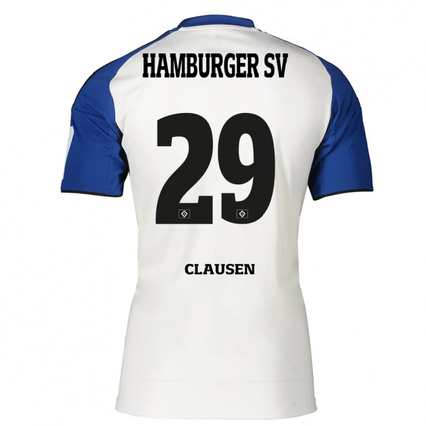 Danxen Män Lina Clausen #29 Vit Blå Hemmatröja Matchtröjor 2025/26 Tröjor T-Tröja