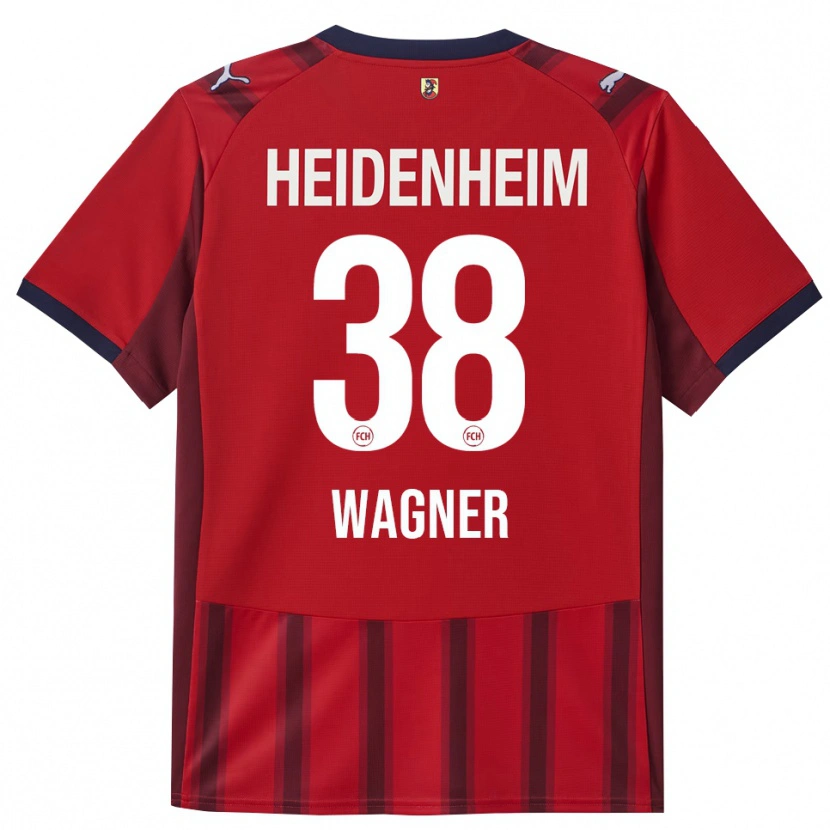 Danxen Män Yannik Wagner #38 Röd Marinblå Hemmatröja Matchtröjor 2025/26 Tröjor T-Tröja
